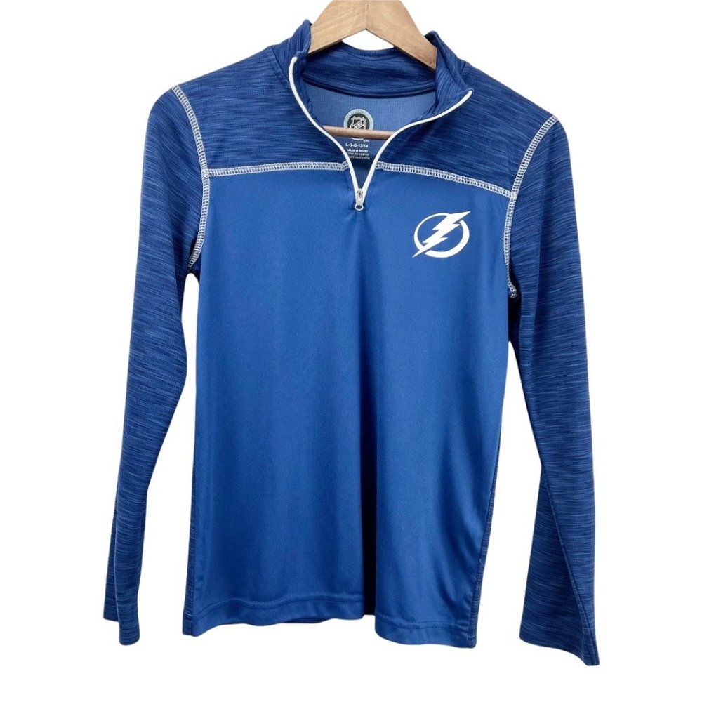 NHL Tampa Bay Lightning 1/4 Zip Quick Dry Top Blue Boys Youth L (12-14)